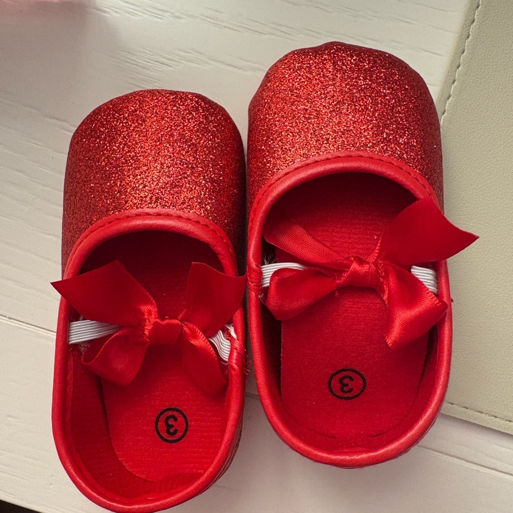 Glittery Red Baby Shoes